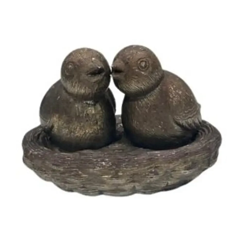 HTF Vintage Salt & Pepper Shakers Silver Plated Birds in‎ a Nest Brass Chicks